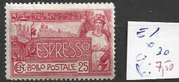 SAINT-MARIN EXPRESS 1 * Côte 30 € - Express Letter Stamps