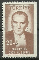 Turkey; 1958 35th Anniv. Of The Turkish Republic ERROR "Imperf. Edge" - Gebruikt