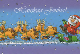 BABBO NATALE Buon Anno Natale CERVO Vintage Cartolina CPSM #PBB209.A - Santa Claus