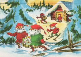 PAPÁ NOEL Feliz Año Navidad GNOMO Vintage Tarjeta Postal CPSM #PAY605.A - Santa Claus