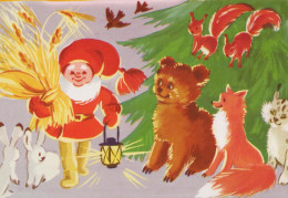 PAPÁ NOEL Feliz Año Navidad GNOMO Vintage Tarjeta Postal CPSM #PAY545.A - Santa Claus