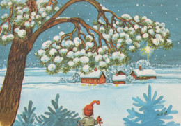 BABBO NATALE Buon Anno Natale GNOME Vintage Cartolina CPSM #PAW925.A - Santa Claus