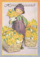 PÂQUES ENFANTS ŒUF Vintage Carte Postale CPSM #PBO279.A - Pascua