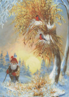 SANTA CLAUS Happy New Year Christmas GNOME Vintage Postcard CPSM #PBM089.A - Santa Claus