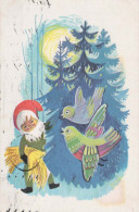 PÈRE NOËL Bonne Année Noël GNOME Vintage Carte Postale CPSM #PBM152.A - Santa Claus