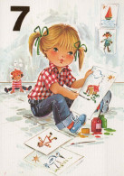 HAPPY BIRTHDAY 7 Year Old GIRL CHILDREN Vintage Postal CPSM #PBT776.A - Verjaardag