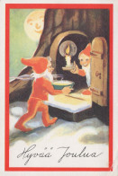 BABBO NATALE Buon Anno Natale GNOME Vintage Cartolina CPSMPF #PKG466.A - Santa Claus