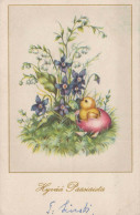 EASTER FLOWERS CHICKEN EGG Vintage Postcard CPA #PKE451.A - Pasqua