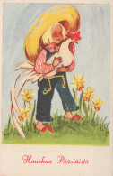 PÂQUES ENFANTS ŒUF Vintage Carte Postale CPA #PKE364.A - Easter