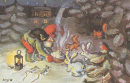 WEIHNACHTSMANN SANTA CLAUS Neujahr Weihnachten GNOME Vintage Ansichtskarte Postkarte CPA #PKE020.A - Kerstman