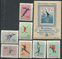 Hungary:Unused Stamps Serie And Block Figure Skating European Championships In Budapest 1963, MNH - Kunstschaatsen