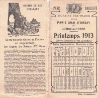 Horaire Des Trains PARIS QUAI D'ORSAY Et JUVISY Sur ORGE . Printemps 1913 . PARIS BANLIEUE . Chemin De Fer D'ORLEANS - Europa