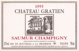 Etiquette CHÂTEAU GRATIEN . SAUMUR CHAMPIGNY 1995 . Gratien Meyer Seydoux - Otros & Sin Clasificación