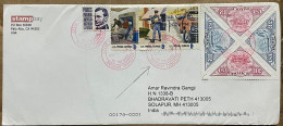 USA TO INDIA COVER USED 2024, ADVERTISING STAMPBAY, POSTMAN, PACIFIC 97 TANGLE STAMP, 8 STAMP, FOOTHIILL SATION CITY CAN - Briefe U. Dokumente