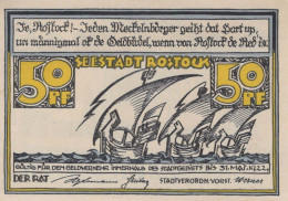 50 PFENNIG 1922 Stadt ROSTOCK Mecklenburg-Schwerin UNC DEUTSCHLAND #PI866 - [11] Local Banknote Issues