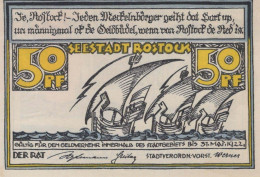 50 PFENNIG 1922 Stadt ROSTOCK Mecklenburg-Schwerin UNC DEUTSCHLAND #PI920 - Lokale Ausgaben
