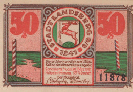 50 PFENNIG 1922 Stadt LANDSBERG OBERSCHLESIEN UNC DEUTSCHLAND #PB928 - [11] Local Banknote Issues