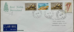 AUSTRALIA 1976, HOTEL NORFOLK ADVERTISING COVER, USED TO USA, PIONEER FOOD, BROKEN BAY, OLYMPIC GAME DIVING, 4 STAMP, RU - Covers & Documents