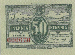 50 PFENNIG 1922 MECKLENBURG-SCHWERIN Mecklenburg-Schwerin DEUTSCHLAND #PI148 - Lokale Ausgaben