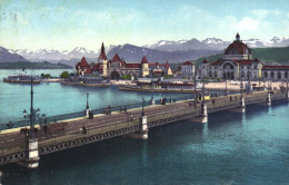 LUCERNE, MUSEUM, LAKE, BRIDGE, ARCHITECTURE, MOUNTAIN, CARRIAGE, HORSE, SWITZERLAND, POSTCARD - Lucerne