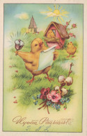 OSTERN HUHN EI Vintage Ansichtskarte Postkarte CPA #PKE087.DE - Pasen