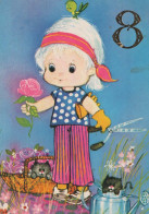 ALLES GUTE ZUM GEBURTSTAG 8 Jährige MÄDCHEN KINDER Vintage Postal CPSM #PBT779.DE - Compleanni