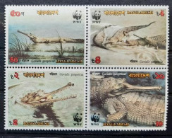 BANGLADESH 1990 FAUNA Animals. Reptiles. Crocodiles GAVIALS WWF - Fine Set MNH - Bangladesch