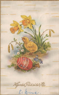 PASCUA FLORES POLLO HUEVO Vintage Tarjeta Postal CPA #PKE462.ES - Easter