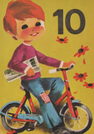 FELIZ CUMPLEAÑOS 10 Año De Edad NIÑO NIÑOS Vintage Tarjeta Postal CPSM #PBT839.ES - Compleanni