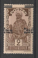 COTE D'IVOIRE - 1933 - N°YT. 88A - 2c Sépia - VARIETE Surcharge à Cheval - Neuf Luxe ** / MNH / Postfrisch - Unused Stamps