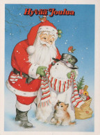 PÈRE NOËL Bonne Année Noël BONHOMME DE NEIGE Vintage Carte Postale CPSM #PAU374.FR - Santa Claus