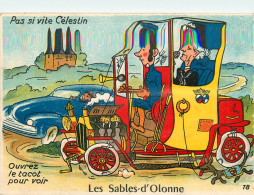 CARTE A SYSTEME LES SABLES D'OLONNE THEME AUTOMOBILE  10 VUES SEPIA SOUS LA LANGUETTE - Sables D'Olonne