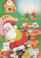 PÈRE NOËL Animaux NOËL Fêtes Voeux Vintage Carte Postale CPSM #PAK680.FR - Santa Claus