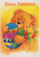 EASTER EGG TEDDY BEAR Animals Vintage Postcard CPSM #PBS972.GB - Ostern