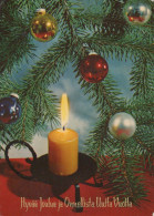 Happy New Year Christmas CANDLE Vintage Postcard CPSM #PBA205.GB - Nouvel An