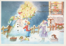 Happy New Year Christmas SNOWMAN Vintage Postcard CPSM #PAZ829.GB - Nouvel An