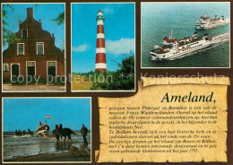 73227536 Ameland Gotische Kerk En De Zadeldaktoren Leuchtturm Fahrgastschiffe Am - Sonstige & Ohne Zuordnung