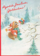 Happy New Year Christmas RABBIT Vintage Postcard CPSM #PAV113.GB - New Year