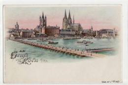 39051507 - Koeln, Lithographie Mit Rheinpartie Und Dom. Ungelaufen Handschriftliches Datum Von 1897. Gute Erhaltung. - Koeln