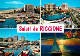 73227503 Riccione Hafen Hotels Strand Aquarium Sonnenuntergang Am Meer Segelboot - Autres & Non Classés