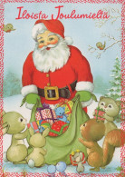 SANTA CLAUS ANIMALS CHRISTMAS Holidays Vintage Postcard CPSM #PAK479.GB - Santa Claus