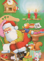 SANTA CLAUS ANIMALS CHRISTMAS Holidays Vintage Postcard CPSM #PAK678.GB - Santa Claus