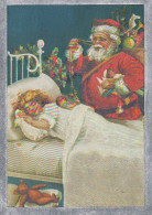 PÈRE NOËL Bonne Année Noël LENTICULAR 3D Vintage Carte Postale CPSM #PAZ071.FR - Kerstman