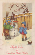 Buon Anno Natale PUPAZZO Vintage Cartolina CPSMPF #PKD824.IT - New Year