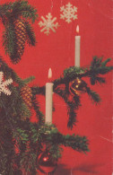 Buon Anno Natale CANDELA Vintage Cartolina CPSMPF #PKD084.IT - Nouvel An