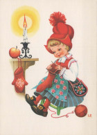 Buon Anno Natale BAMBINO Animale Vintage Cartolina CPSM #PBS976.IT - Nouvel An