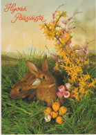 PASQUA CONIGLIO Vintage Cartolina CPSM #PBO520.IT - Ostern