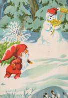 Buon Anno Natale GNOME PUPAZZO Vintage Cartolina CPSM #PAU376.IT - Nouvel An