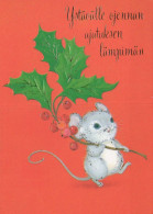 Buon Anno Natale MOUSE Vintage Cartolina CPSM #PAU912.IT - Nouvel An