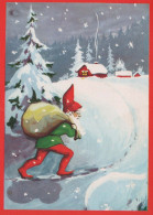 BABBO NATALE Buon Anno Natale Vintage Cartolina CPSM #PAU581.IT - Santa Claus